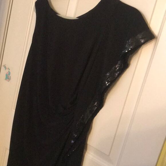 Nightway black sequin evening dress ruffled Large VINTAGE - Picture 9 of 13